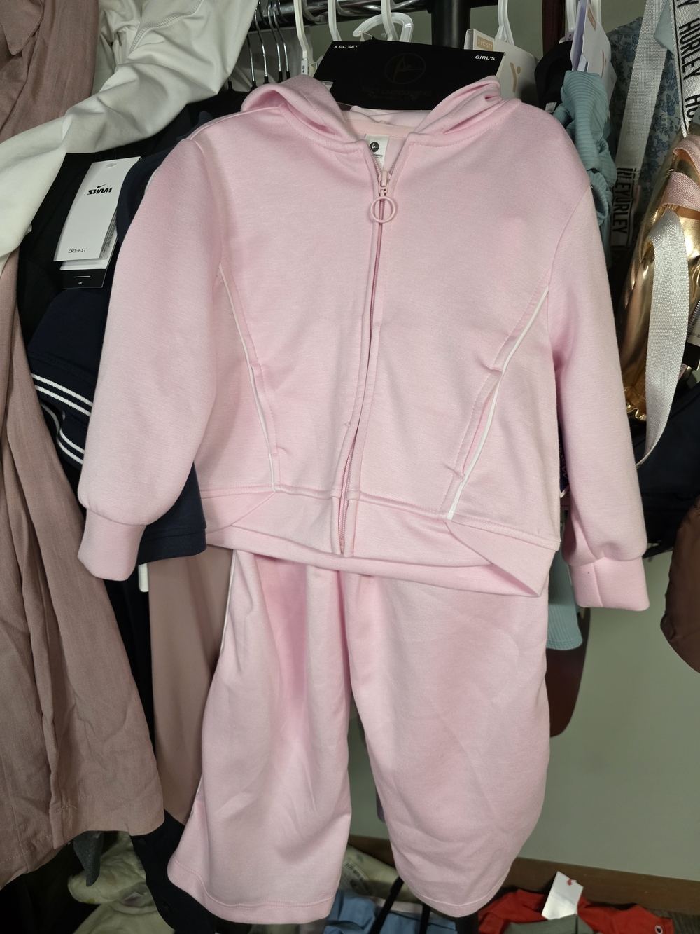 90 Degree By Reflex Girls Pink Hooded Zip Sweatshirt & Joggers Set